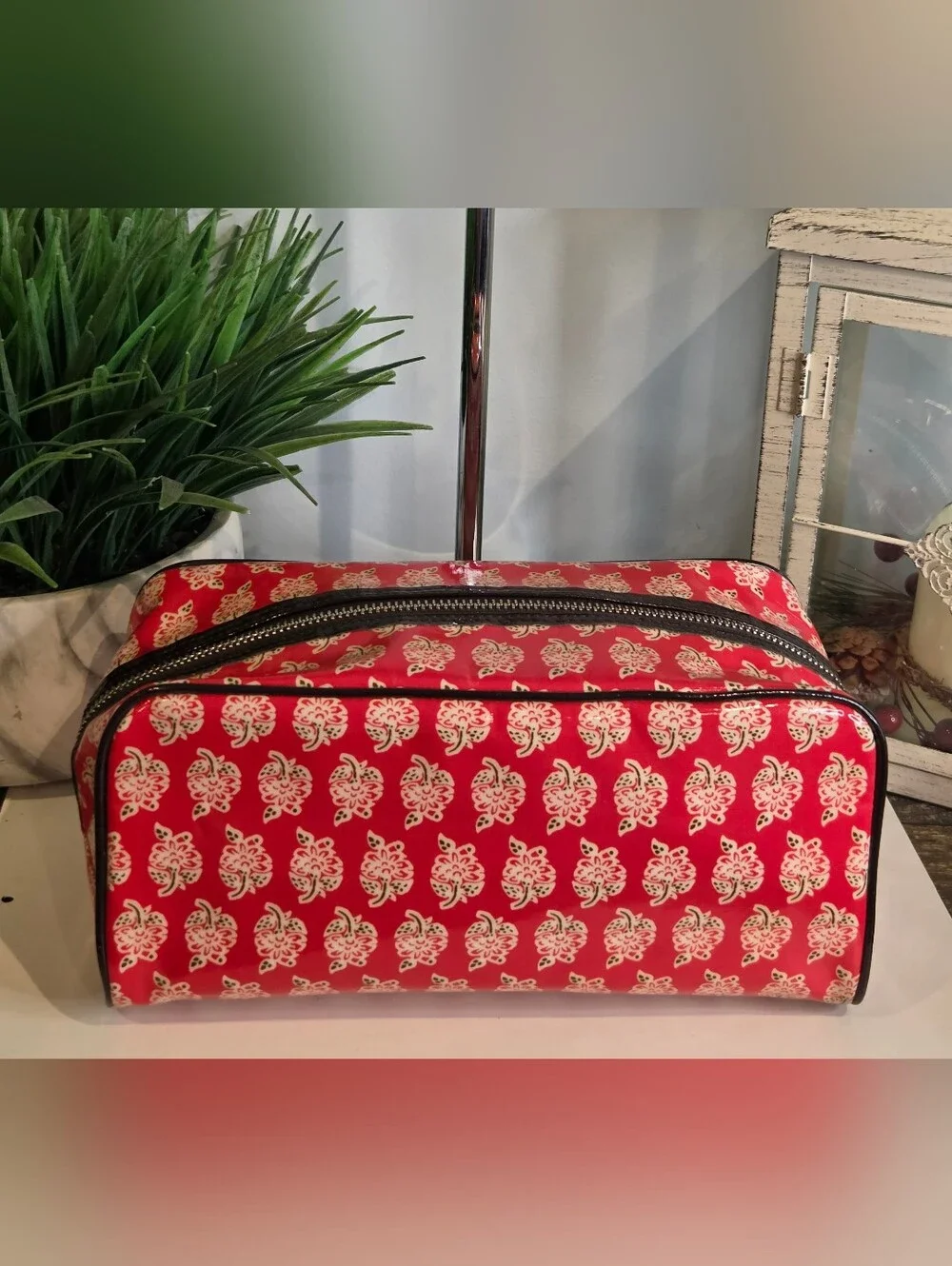 Tory Burch Red Floral Cosmetic Bag